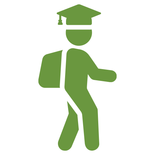 A college student walking with backpack and graduation cap icon