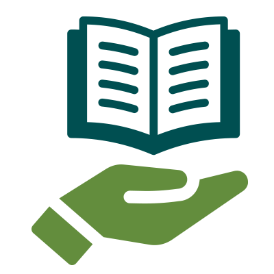 Hand holding a book icon