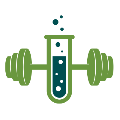 Science vial with dumbells icon