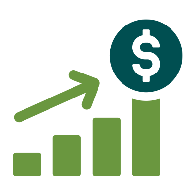 Graph with dollar sign icon