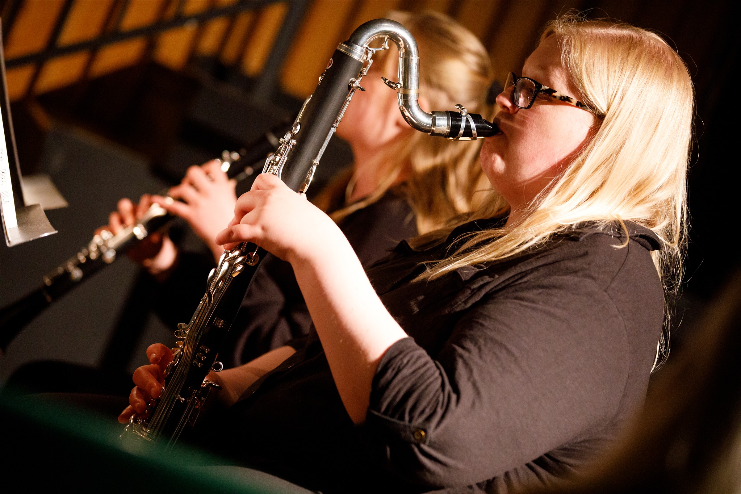 Female playing a wind instrument